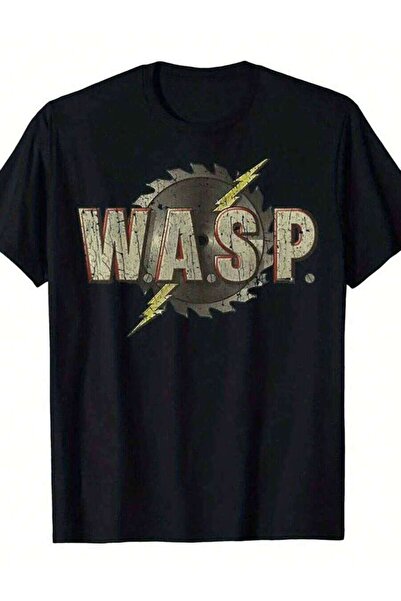 LİNA06 تي شيرت رجالي بتصميم W.A.S.P. كلاسيكي مع شعار Lightning Wasp - قميص أس...