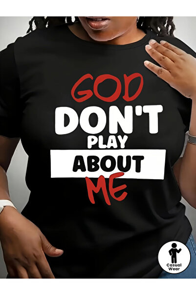 121 Oversized T-Shirt, Bold "Don'T Play with Me" Print - Trendy Black T-Shirt...