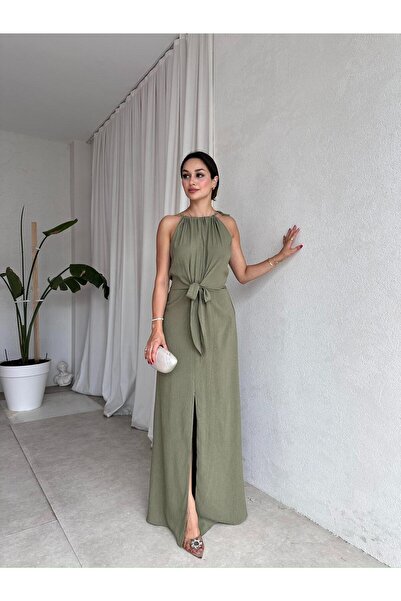 Mooi Butik فستان لوبيز ماكسي 8219 - كاكي