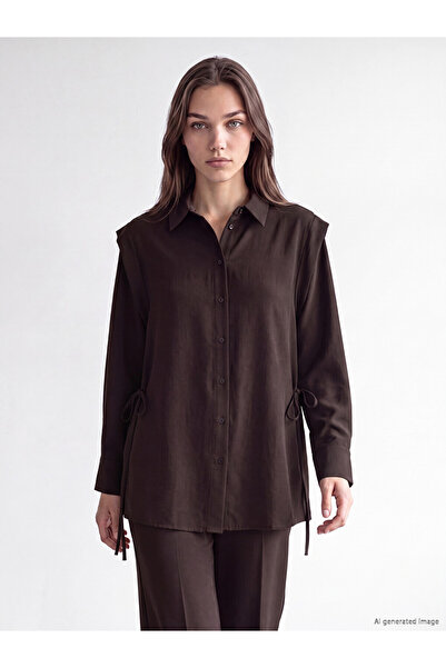 LC Waikiki Brown Women's Shirt Tunic with Side Laces