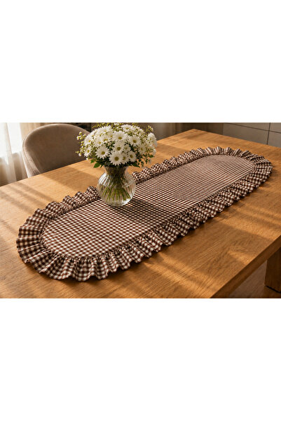ŞAH TEXTILE DESIGN Pötikare fırfır detay oval runner 40x110