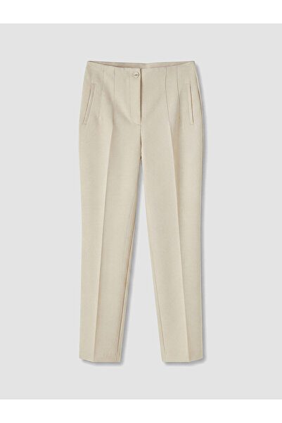 LC Waikiki Beige Pleated Women's Fabric Trousers