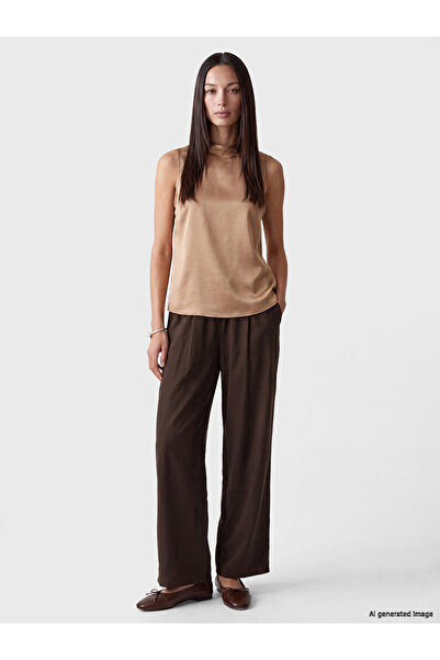 LC Waikiki Brown Elastic Waist Modal Blend Women's Trousers