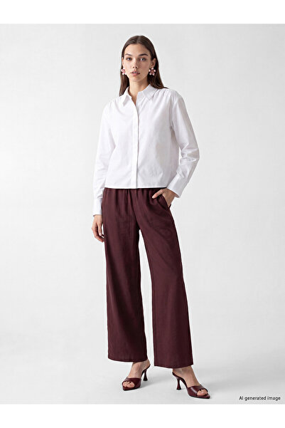 LC Waikiki Burgundy Elastic Waist Modal Blend Women's Trousers