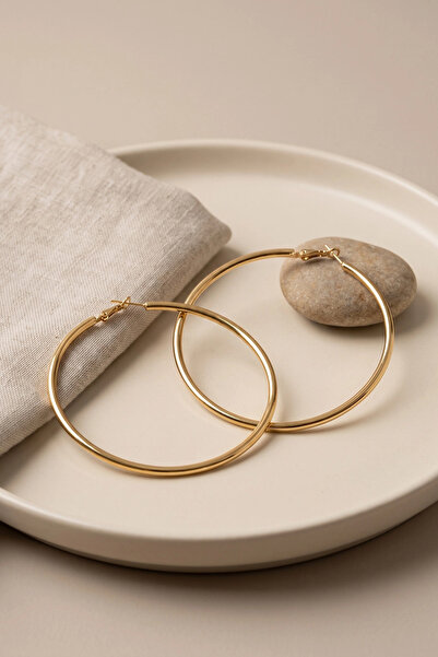 Mercansa 316L Steel Gold Color 66 mm Hoop Earrings