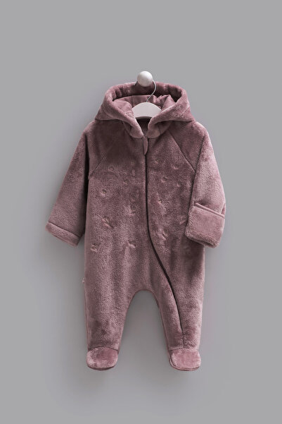 Caramell 100% Cotton Baby Girl Romper with Hood, Plush Baby Romper with Glove...