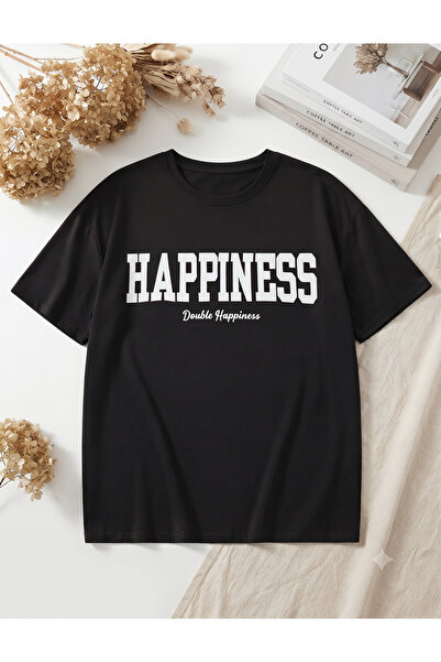 UNCİA OUTDOORS Γυναικείο/Ανδρικό unisex μπλουζάκι HAPPINES με στάμπα, με λαιμ...