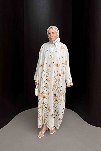 Melike Tatar فستان شيفون منقوش مع شال 32-2924