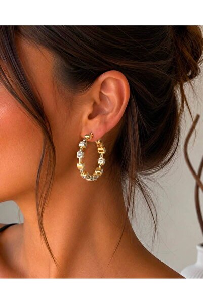 ANKA JEWELLRY أقراط نسائية من الفولاذ على شكل باجيت مرصعة بحجر الزركون |   تص...