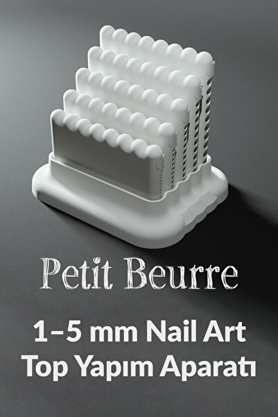 Petit Beurre Nail Art Top Yapım Aparatı | 1, 2, 3, 4, 5 mm 3D Tırnak Tasarım Jel Şekillendirici | Ball Roller