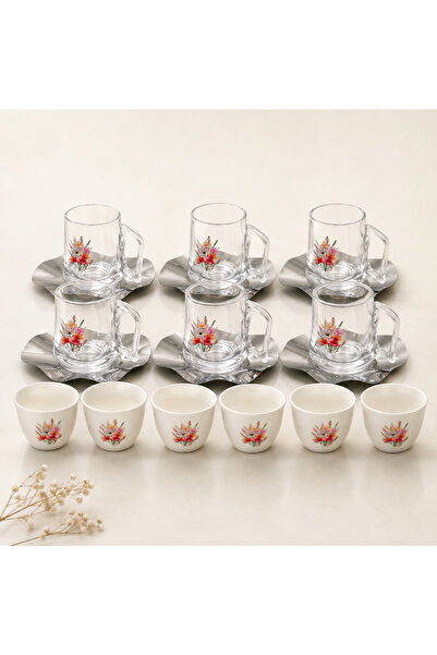 Alakhmas Floral Pattern Hospitality Sets with Separate Tea Cups and Saucers O...