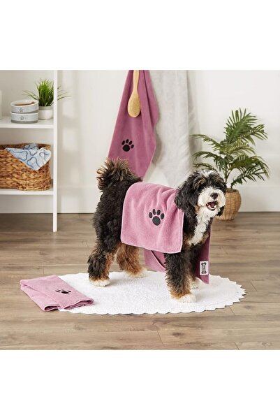 Bone Dry مجموعة روب الحمام للحيوانات الأليفة، بتصميم Trellis Paw Print، روب ا...