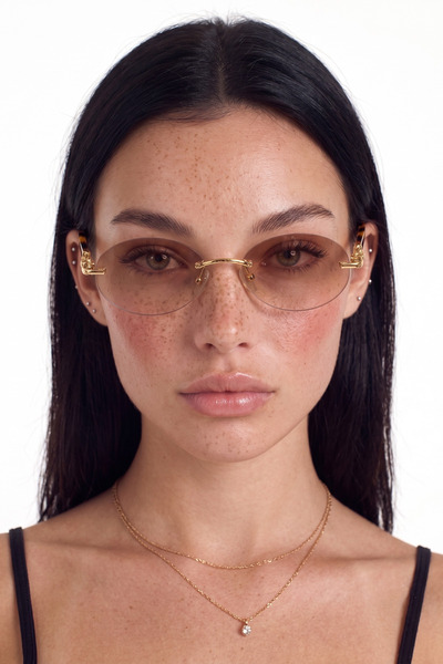 ZENIT Berlom Oval Leopard Patterned Brown Women's Sunglasses - 52 Ekartman Uv...