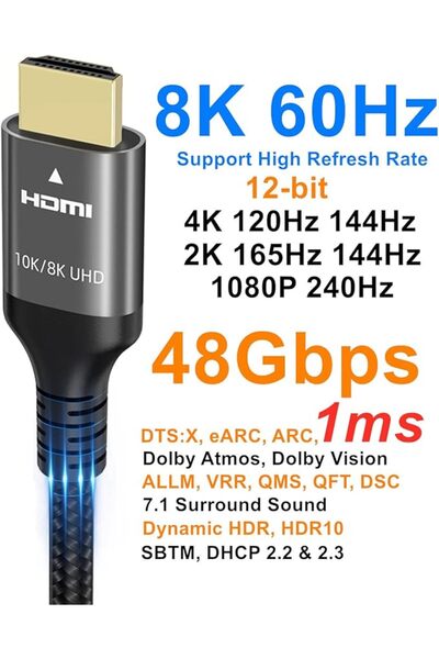 GENERAL Ubluker 10K 8K 4K HDMI Cable 48Gbps 2m, Ultra High Speed HDMI® Certif...