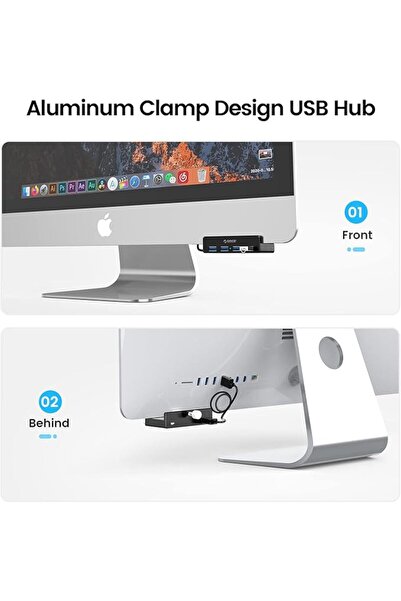 Orico موزع USB 3.0، مشبك USB، موزع USB من الألومنيوم بـ 4 منافذ مع منفذ إمداد...