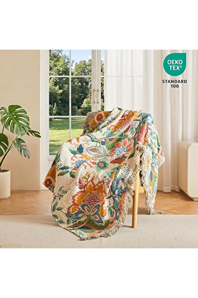 GENERAL MSGKV Boho Throw Blanket 100% Cotton Blankets for Bed Couch 60'x80', ...
