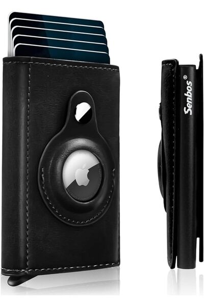 Senbos Minimalist Wallet with AirTag Holder, PU Leather Slim Wallet Automatic...