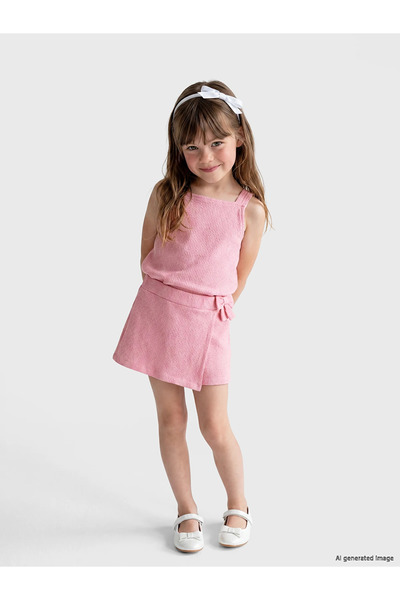 LC Waikiki Lcw Kids Orange Girls' Shorts Set