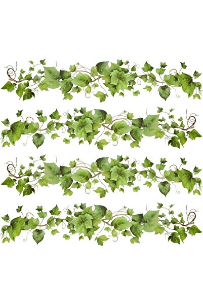 Tazweeq 4 Pcs Green Leafy Vine Wall Stickers, Removable and Stick Green Natur...