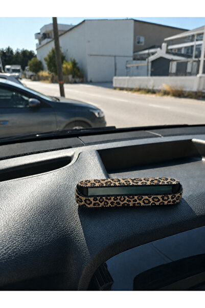 IŞILTI DESİGN Crystal Stone Open Leopard Stone Covered Number Plate for Vehic...
