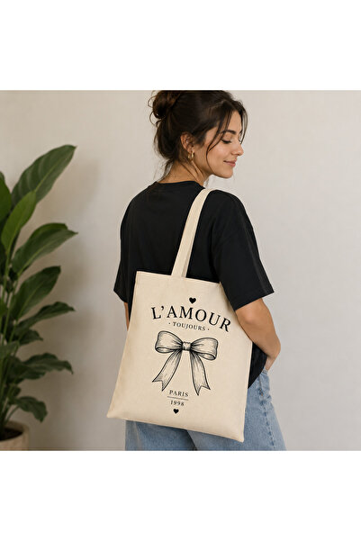 Dupe Design Geantă din pânză unisex cu imprimeu Lamour Paris