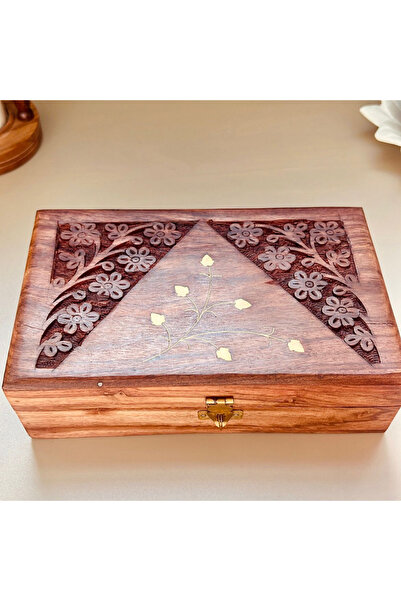 QUESERA Exquisitely Hand Brass-Filled Wooden Jewelry Box| Handmade Decorative...