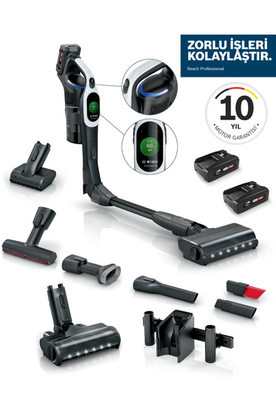 Bosch Unlimited 10 Pro Set Çift Bataryalı Kablosuz Dikey Süpürge Uzun Kullanı...
