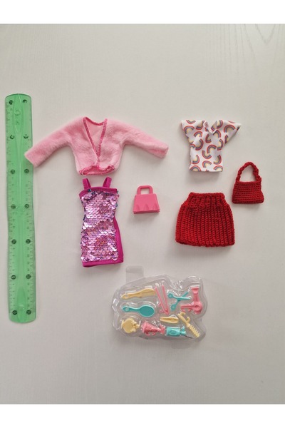 Oyuncak Bebekler İçin 3 Lü Kıyafet Seti (Boyutları Barbii Oyuncak Bebekler İçin Uygundur)