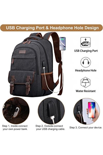 Mactso Canvas Laptop Backpack for Men Women,Travel Work Rucksack Computer Bag...