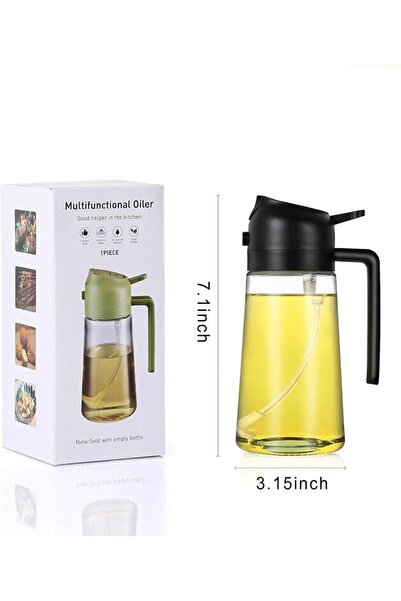 GENERAL بخاخ وموزع زيت بلاستيكي 2 في 1، زجاجة موزع زيت للمطبخ، زجاجة رش زيت ا...