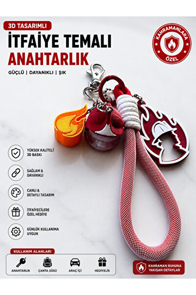 Dinç Spor 3D Tasarımlı İtfaiyeci Temalı Charm Anahtarlık – İtfaiye Aksesuarı ...