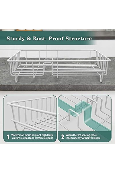 LEFAFA Dish Drying Rack for Kitchen, Space-Saving Dish Rack with 360 Degree R...