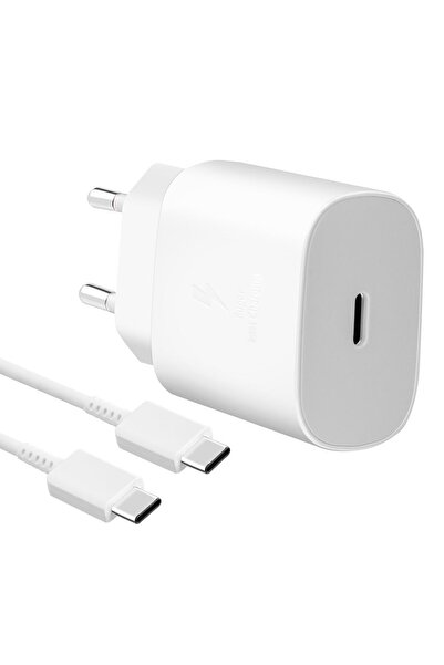 Samsung Φορτιστής 25W Type C Λευκό EP-TA800EWE + Καλώδιο Type C σε Type C 1m ...