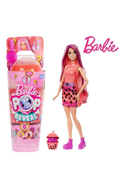 mattel Barbie Pop Reveal Sticlă de băutură cu mango - Păpușă surpriză și 8 ac...