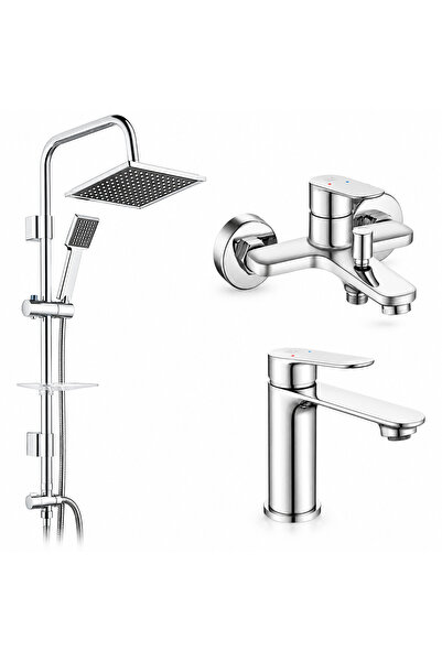 AR E.C.A Fast Bathroom + Sink Faucet + Tema 53260 Quadro Rain Practical Showe...
