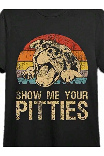 LİNA06 Show Me Your Pitties Pitbull Dog Lovers Retro Vintage T Shirt 340510 F...