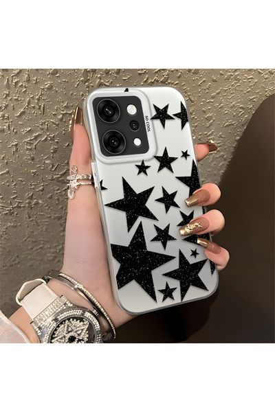 CHICASELUX Oppo Reno14 Pro Compatible High-Quality Flat Print Black Star Patt...