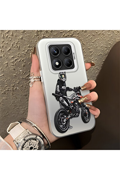 CHICASELUX Redmi Note 14 Pro 4G/5G Uyumlu Kasklı motosikletçi çizimi basılı e...