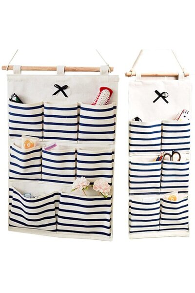 STARSTAR Wall Storage Cotton Bag - Wall Organizer - 2 Pieces - Blue