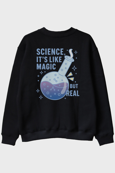lofux Fun Meeting of Science and Magic Black Crewneck Sweatshirt