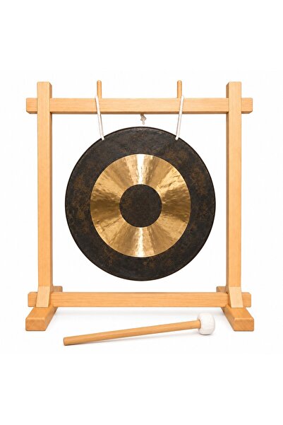 MegArya Antique Gong with Wooden Stand & Mallet | Traditional Meditation Gong...