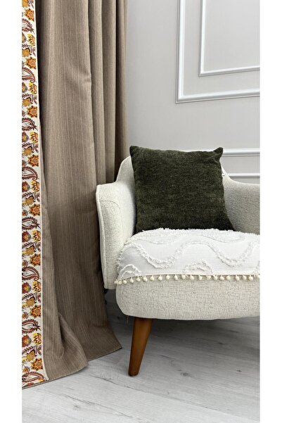 Hisar Home Bohemian Wavy Tassel Pompom 75 X 90 Armchair Cover