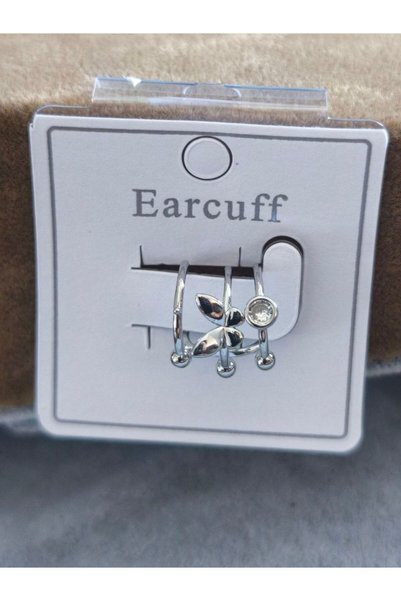 MuseumofYou Compression Cartilage Earring, Butterfly Detail, Zircon Stone, Silver Color, Earcuff