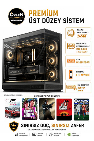 ÖZLEN PREMİUM ULTRA 7 265KF RTX 5090 32GB 64GB DDR5 RAM 2TB M.2 SSD Üst Seviy...