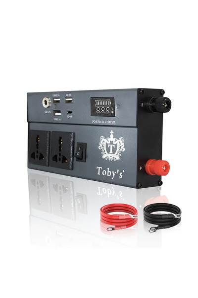 TOBYS New 300W Car Power Inverter 12V to 220V Ac Power Converter Front LED Di...
