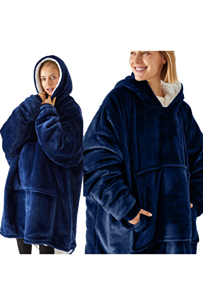 SNM Hanorac Patura Cu Gluga, Cocon Cremos Calduros Si Gros Tip Oversize 2in1,...