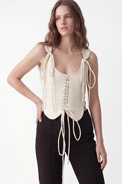 Antioch Stone Zippered Corset Style Top