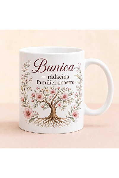 Miutic Print Studio Cană ceramică pentru bunică, Bunica – rădăcina familiei n...