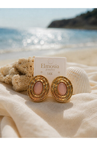 Elmosia Jewelry أقراط نسائية بيضاوية ذهبية اللون بتصميم حلقي كبير متعدد الطبقات