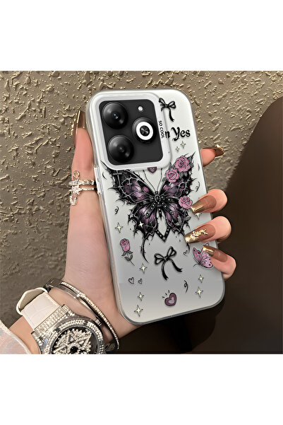 CASEVIBE Infinix Smart 8/8 Pro/8 Plus Uyumlu Gül ve kelebek desenli şık telef...